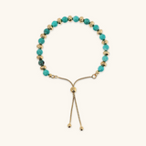 Adjustable Bracelet with Hammered Rondelle and Faceted Natural Stone