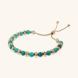 Adjustable Bracelet with Hammered Rondelle and Faceted Natural Stone