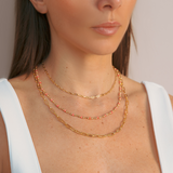 Multistrand Necklace with Elongated Forzatina Chain and Faceted Natural Stones