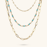 Multistrand Necklace with Elongated Forzatina Chain and Faceted Natural Stones