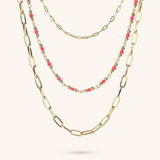 Multistrand Necklace with Elongated Forzatina Chain and Faceted Natural Stones