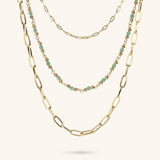Multistrand Necklace with Elongated Forzatina Chain and Faceted Natural Stones