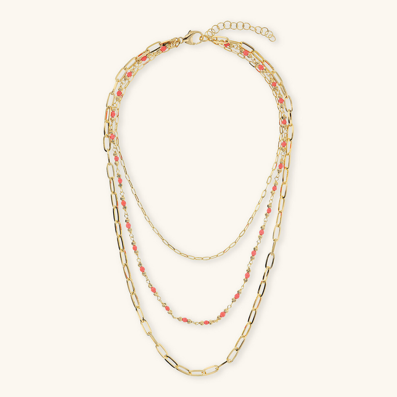 Multistrand Necklace with Elongated Forzatina Chain and Faceted Natural Stones