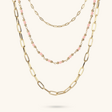 Multistrand Necklace with Elongated Forzatina Chain and Faceted Natural Stones