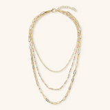 Multistrand Necklace with Elongated Forzatina Chain and Faceted Natural Stones