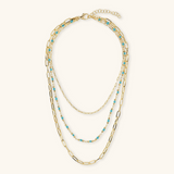 Multistrand Necklace with Elongated Forzatina Chain and Faceted Natural Stones