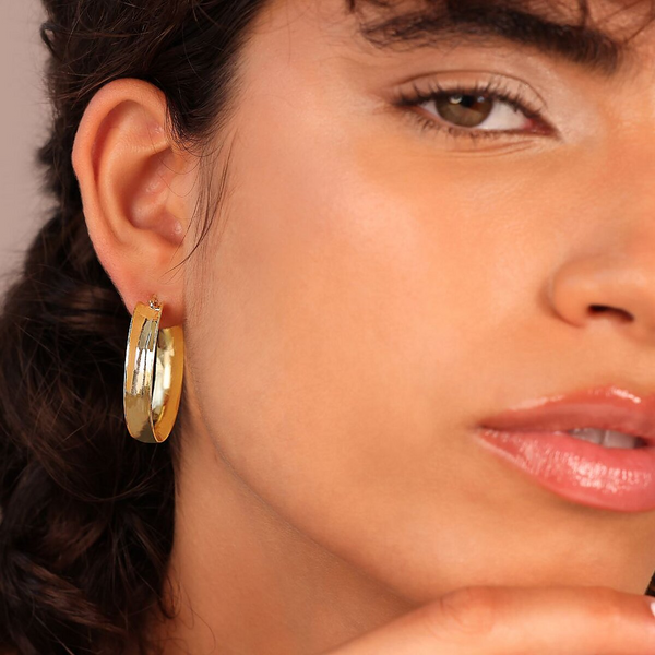 Hammered Concave Hoop Earrings