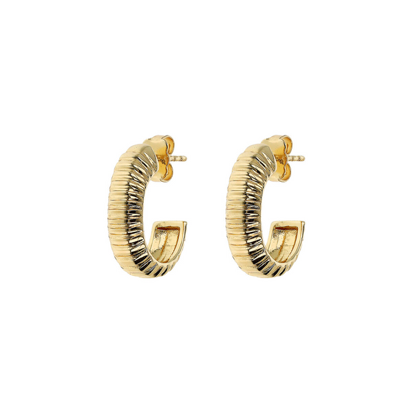 Oval Lobe Earrings with Striped Texture