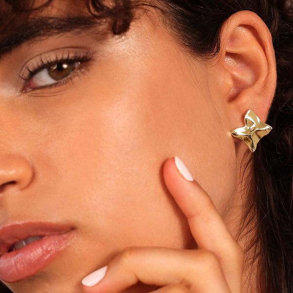 Hammered Star Lobe Earrings