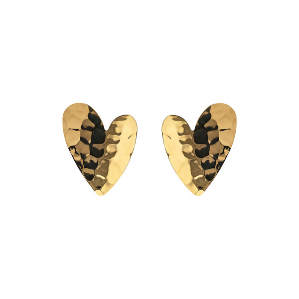 Hammered Heart Lobe Earrings