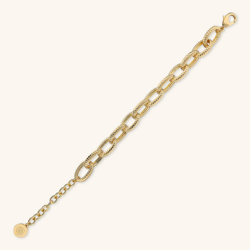 Oval Link Bracelet with Striped Texture