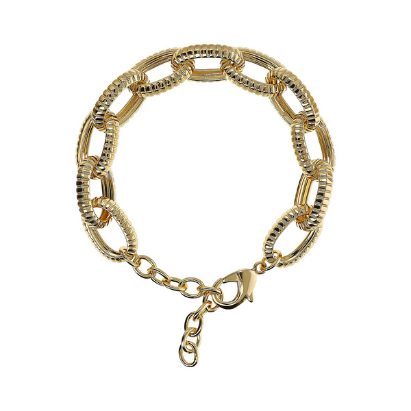 Oval Link Bracelet with Striped Texture