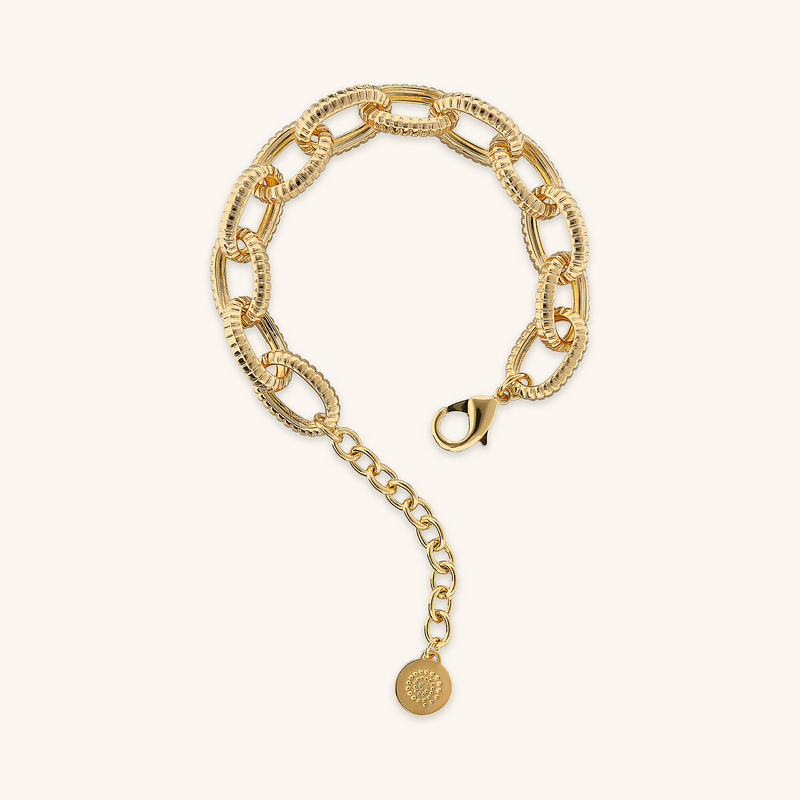 Oval Link Bracelet with Striped Texture