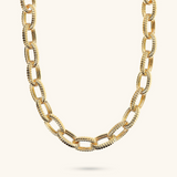 Striped Texture Oval Link Choker Necklace