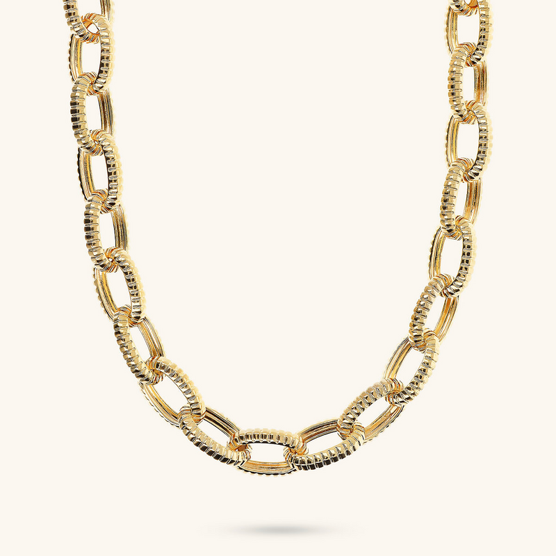 Striped Texture Oval Link Choker Necklace