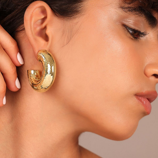 Hammered Semicircle Lobe Earrings