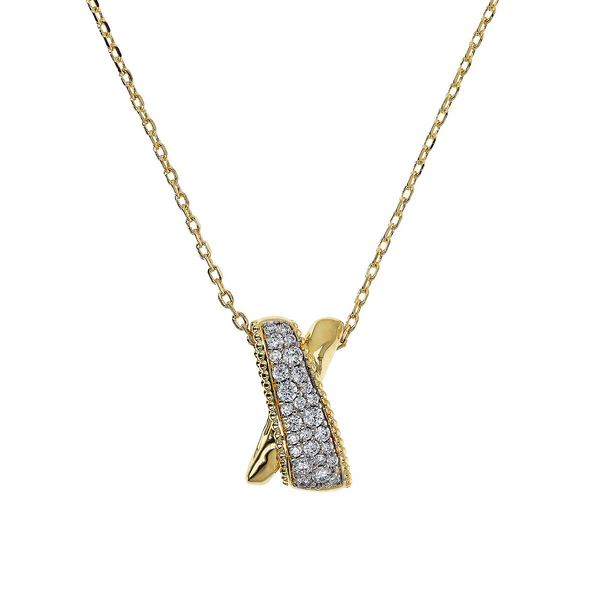 Forzatina Chain Necklace with Cross Pendant in Cubic Zirconia Pavé