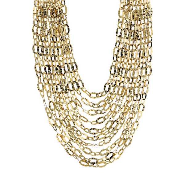 Multistrand Graduated Oval Hammered Chain Necklace