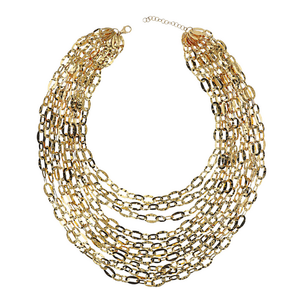 Multistrand Graduated Oval Hammered Chain Necklace