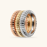 Tricolor Ring Set Ribbed Texture