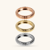 Tricolor Ring Set Ribbed Texture