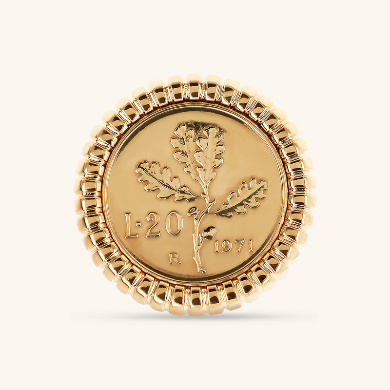 Ring Cocktail Textured Ribbed with Coin
