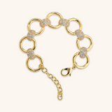 Bracelet with Hammered Ring Links and Cubic Zirconia Pavé