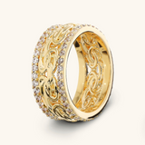Byzantine Chain Band Ring with Cubic Zirconia Pavé