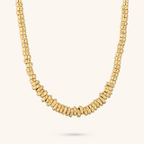 Necklace with Hammered Rondelles and Shiny Spheres