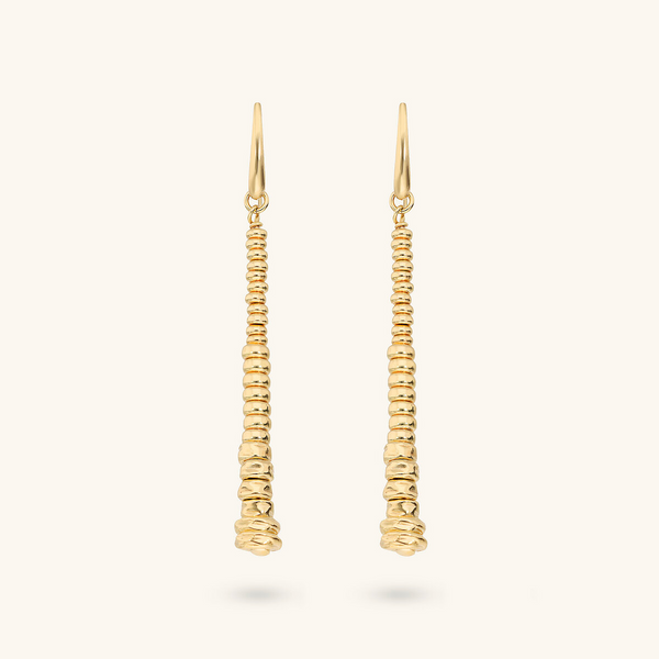 Dangle Earrings with Hammered Discs and Shiny Spheres