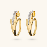 Boucles d'oreilles ovales martelées avec pavé de zircon cubique