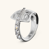 Bague Contrarié Martellé avec Pavé de Zircon Cubique