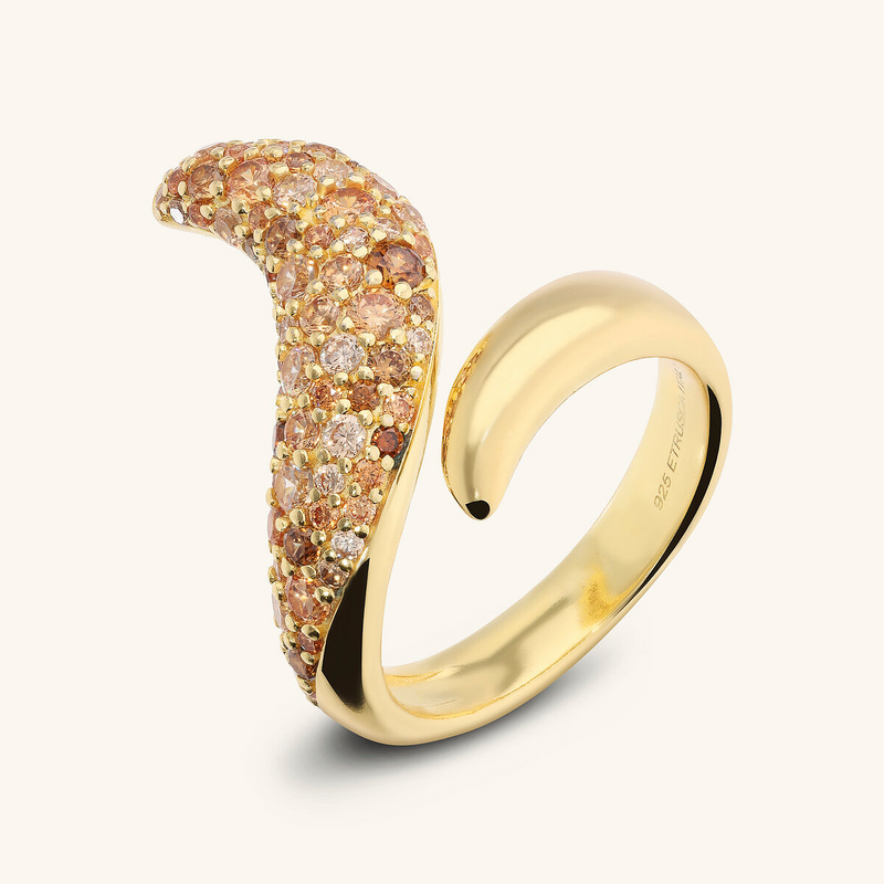 Contrarié Wave Ring with Cubic Zirconia Pavé