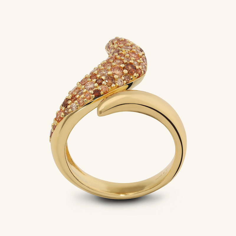 Contrarié Wave Ring with Cubic Zirconia Pavé