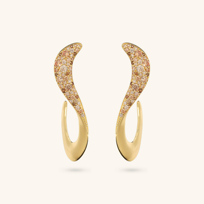 Wave Drop Earrings with Cubic Zirconia Pavé