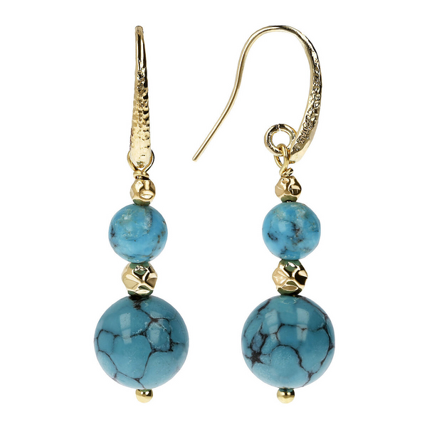 Pendant Earrings with Turquoise Natural Stone Spheres
