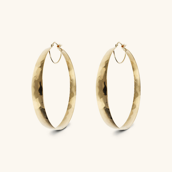 Large Hammered Graduated Hoop Earrings Diameter 5cm